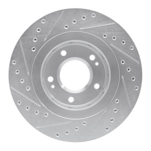 Mitsubishi Outlander PHEV Brake Rotor (1) - Front Right - R1 Concepts - Drilled & Slotted - Silver - `05-`22
